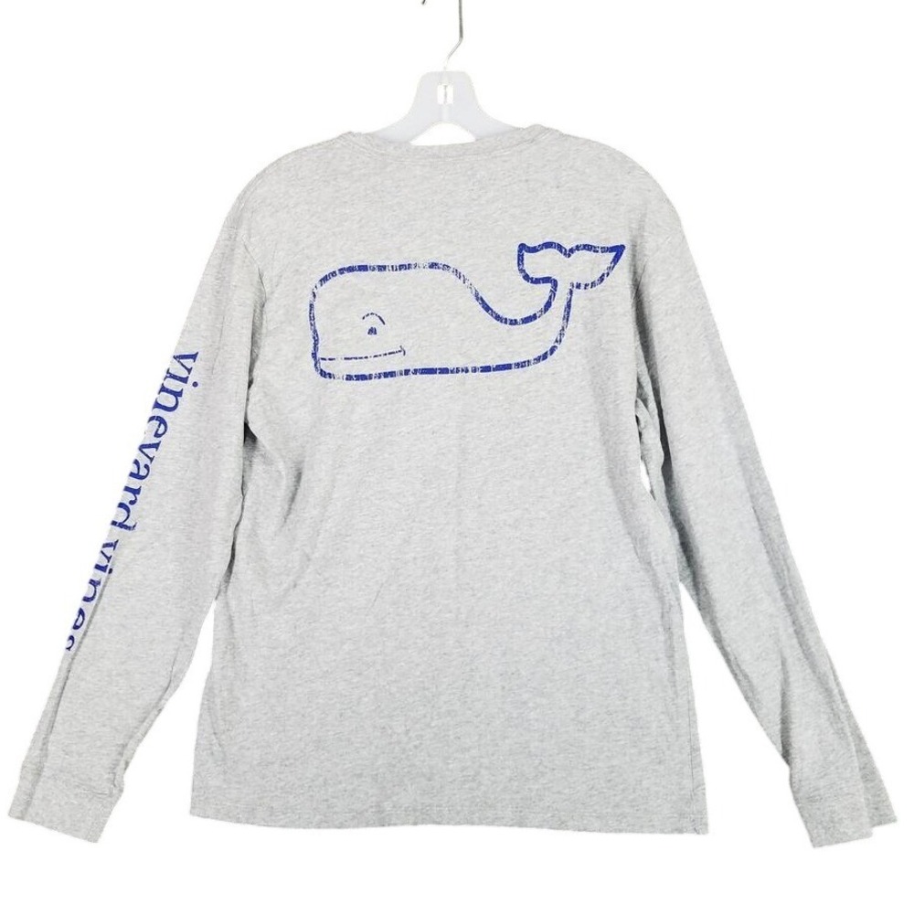 Vineyard Vines Shirt mens Small Gray Whale Long Sleeve Crew Neck Preppy‎ Casual